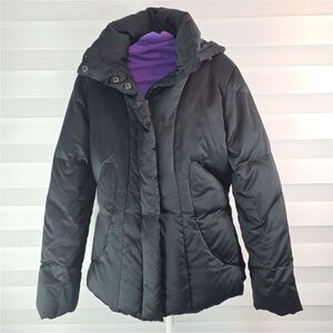 Calvin Klein Black Puffer Jacket with Purple Lining